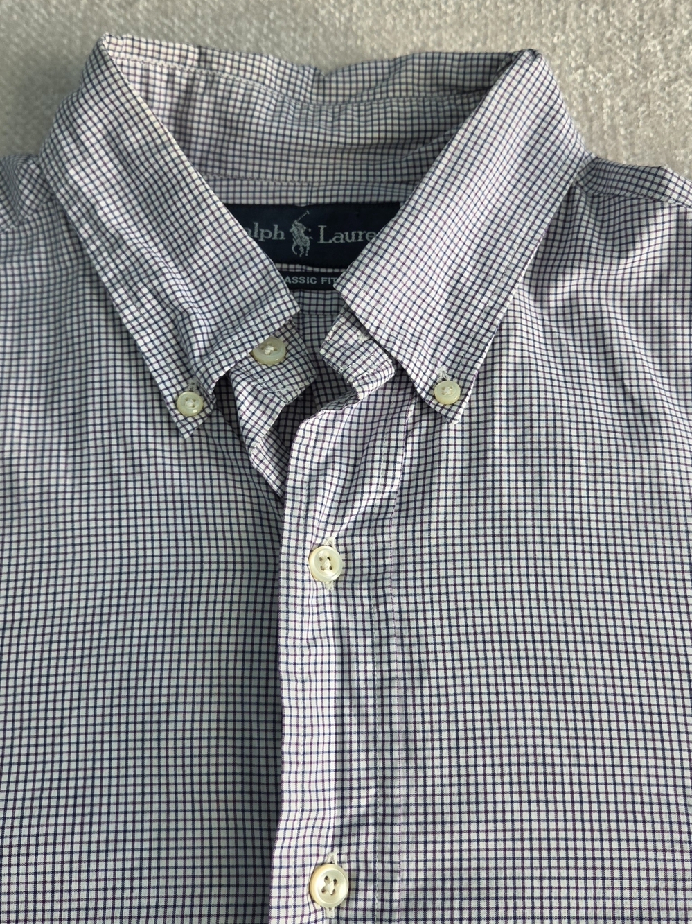 Ralph Lauren Classic Fit Button Down Shirt Men's 16 33 Purple Check Long Sleeve